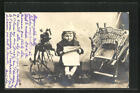 Ansichtskarte Mädchen sitzt neben seinem Schaukelpferd 1902 