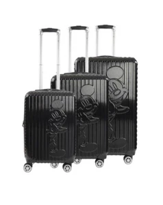 VOLLSTÄNDIGES Disney Mickey Mouse 3-teiliges Hartschalen-Spinner Kofferset - schwarz - Bild 1 von 5