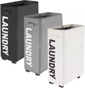 3PACK Laundry Basket with Wheels, Collapsible Slim Rolling Laundry Cloth Hamper - Picture 1 of 9