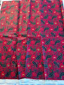 VTG Paisley Print Cotton Fabric Cranston Equestrian Horses 35” X 44” Red - Picture 1 of 3