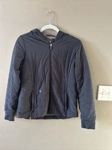 Athleta Black Quilted Hoodie Jacket Size XL/14 - Picture 1 of 6