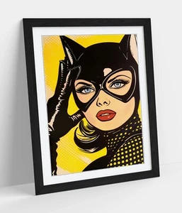 COOL VINTAGE RETRO CAT WOMAN COMIC STYLE FRAMED ART PICTURE POSTER PRINT DECOR - Picture 1 of 10