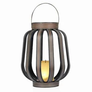 Alpine Corporation Brown Outdoor Solar Lantern w/LED Cylindrical Decorative - Picture 1 of 13