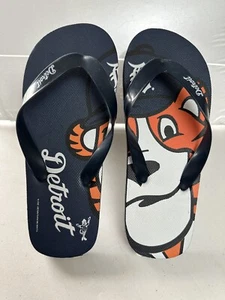 Detroit Tigers Baseball MLB Flip Flops Sandals Youth Large Team Beans - Picture 1 of 9