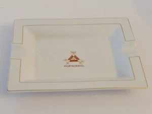 MONTRCRISTO CIGAR ASHTRAY WHITE CERAMIC GOLD TRIM 7.5X9.5 INCH - Picture 1 of 7