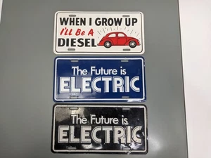 (3) VTG License plates When I Grow Up I’ll Be a Diesel, The Future is ELECTRIC - Picture 1 of 2
