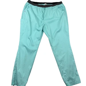 Maevn Scrub Pants Womens 2XL Blue Logo Pockets Skinny Leg Drawstring Medical - Picture 1 of 11