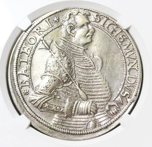 Transylvania Sigismund Bathory Taler 1592/1 XF Details Edge Filing NGC - Picture 1 of 4