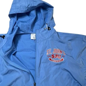 St John’s University Champion Windbreaker Hooded Pullover Size M Mens Blue - Picture 1 of 9