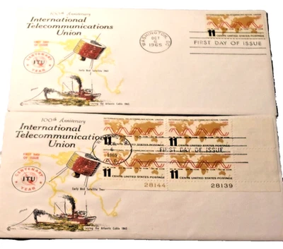 Inter. Telecommunications Union 100th Anniversary 1965 FDI Cover Lot of 2 - Image 1 of 2