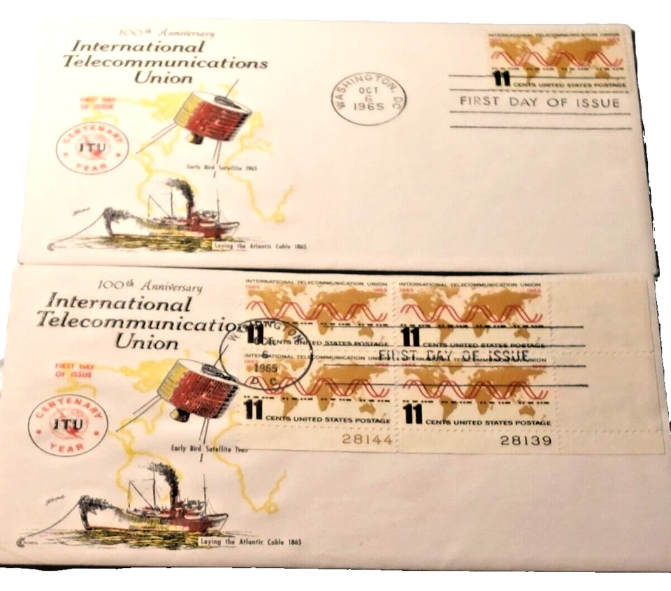 Inter. Telecommunications Union 100th Anniversary 1965 FDI Cover Lot of 2 - Image 1 of 2