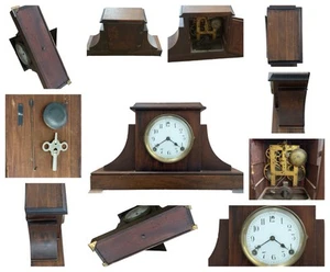 Antico orologio a carica sedute con chiave pendolo movimento bob necessita di riparazione - Foto 1 di 10