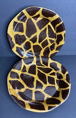 2 Platos de Cena Safari Africano Dario Farrucci Designs Estampado Jirafa 10 3/4" Foto 1 de 4