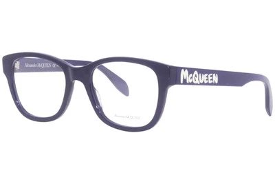 Anteojos Alexander McQueen AM0350O 004 para hombre azul/blanco borde completo 52 mm Foto 1 de 4
