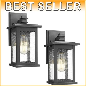 Contemporary 1-Light Outdoor Lanterns - 2-Pack with Weather-Resistant Design - Picture 1 of 9
