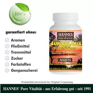 Auricularia Pilz Pulver 60 Vegi-Kaps - Beste HANNES' Qualität - Bild 1 von 1