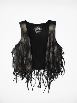 Chaleco con flecos gris para mujer GUESS con cadena y detalle de cuentas Foto 1 de 4