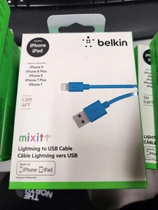 New Belkin Apple Certified MIXIT Lightning to USB Cable, 4 Feet Blue - Picture 1 of 1