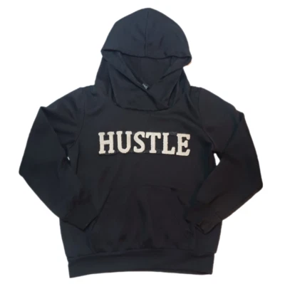 Rue 21 Womens Size Medium Hoodie Black Hustle Large Hoodie Long Sleeve - Image 1 of 4