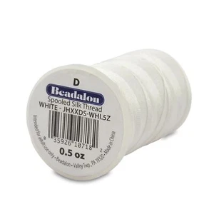 White Silk Thread Size D .012 in 0.5 oz 780 ft Durable Thread for Crafts - Picture 1 of 6