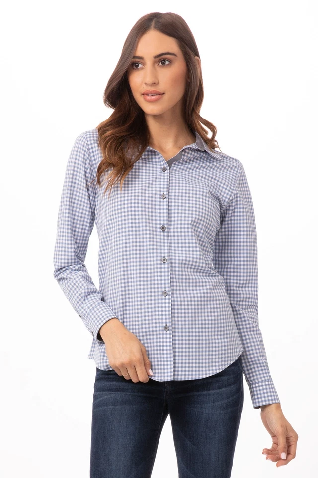 Chef Works Womens Modern Gingham Long Sleeve Dress Shirt (SHC05W) - Image 1 of 1