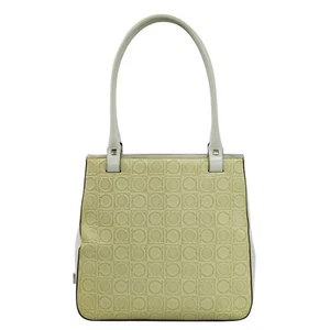 Salvatore Ferragamo Gancini Leather Shoulder Tote Bag Beige Gray - Picture 1 of 15