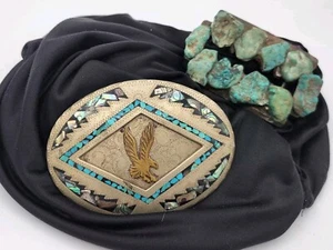 Vintage Western Style Gürtelschnalle mit Türkis und Adler 2er Set - Bild 1 von 4