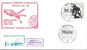 GERMANY 1972 CACHET COVER COMM APOLLO 16 TRACKING STATION SPECIAL CANC BERLIN - Picture 1 of 2