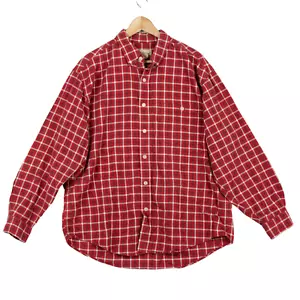 Camisa Eddie Bauer con botones para hombre grande roja a cuadros 100 % algodón manga larga - Imagen 1 de 10