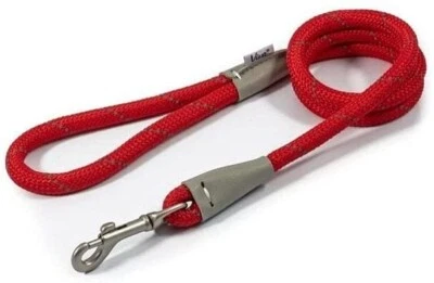 Rope Slip Lead - Red. Reflective Sliplead. Weatherproof, Light, Leather Fittings - Изображение 1 из 3