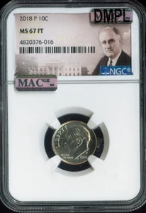 2018 P Roosevelt Dime NGC MS67 FT MAC DMPL QUALITY✔️ - Picture 1 of 2