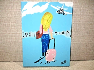 Travel Home Painting LM Original Handpainted 8"x6" Canvas Acrylic 1 of 1 - Picture 1 of 10
