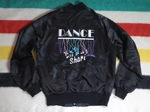 VTG 70s 80s West Ark Dance Retro New Wave Black Satin Snap Jacket Coat M - Picture 1 of 8