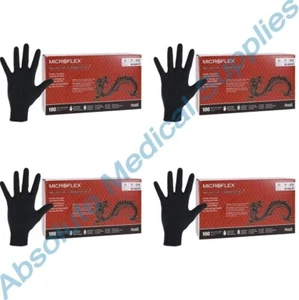 *400-Gloves* Microflex Black Dragon PF Examination Latex X-Small BD-1000-PF - Picture 1 of 2