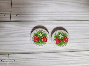 Vintage Hyalan Strawberry Magnets Set of 2 Made in Japan - Picture 1 of 3