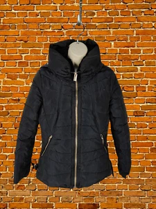 WOMENS NEXT SIZE UK 8 NAVY BLUE FAUX FUR HOOD PADDED WINTER PUFFER JACKET COAT - Picture 1 of 5