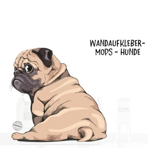 Wandtattoo Aufkleber Mops Hund mach sitz 25-bunt-Mops - Bild 1 von 1