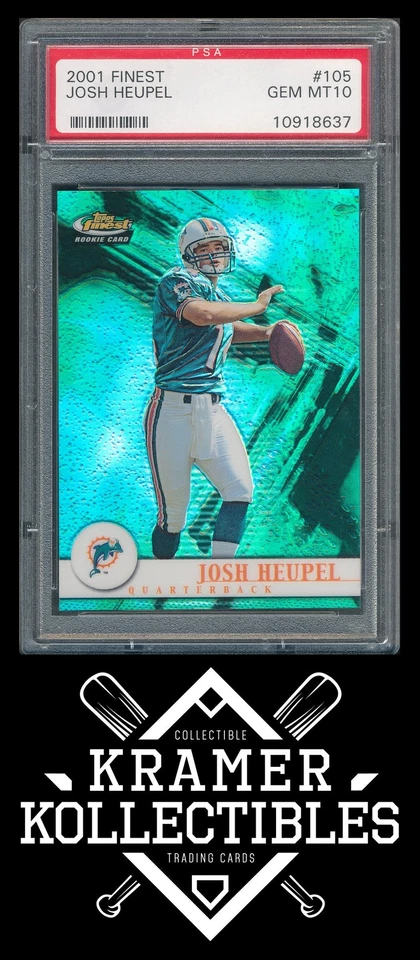 2001 Topps Finest #105 Josh Heupel RC Rookie PSA 10 GEM MINT /1000 8637 - Image 1 of 1