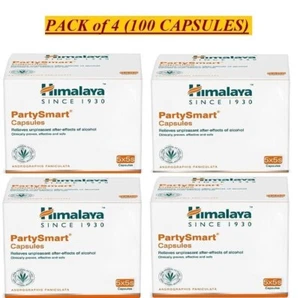 4 X Himalaya Party Smart Capsules (25 Cp each) relieves aftereffects of ALCOHOL - Picture 1 of 2