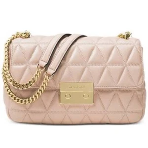 Michael Kors Sloan Quilted Pink Leather Gold Chain Bag - Picture 1 of 14