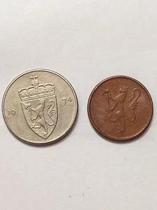 1974 &1977, Norway, 2 Assorted Norweigian Ore Coins - Bild 1 von 1