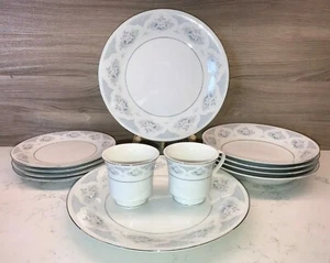 Set 12 Lynns Fine China - 2 Dinner Plates, 4 Desert Plates, 4 Salad Bowls 2 Cups - Picture 1 of 12