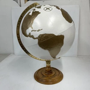 Globe Wedding Guestbook Guest Book Hand Painted Gold & White - Picture 1 of 7