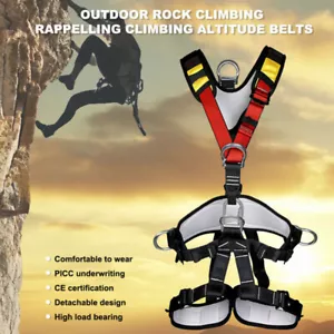 Fall Protection Full Body Safety Belt Harness for Rock Climbing Tree Clip Rescue - Picture 1 of 9