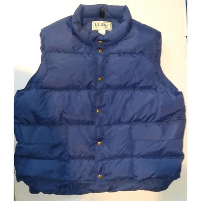 Vintage L.L. Bean Goose Down Blue Puffer Vest Size XL Snap Front - Image 1 of 4