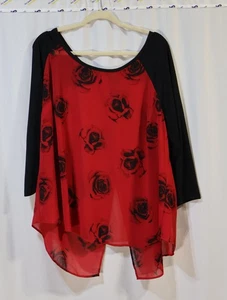 Top Torrid Dolman manica floreale rosso e nero aperto dietro taglia 2 (2X) - Foto 1 di 4