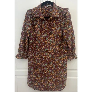Joy Joy Corduroy Floral Dress with Ruffle Trim Size Small - Picture 1 of 10
