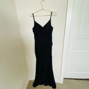 Azazie Black Long Dress Size C Formal Floor Length Prom Bridesmaid - Picture 1 of 5