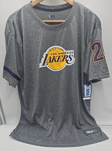 Vintage Los Angeles Lakers Logo T-Shirt XL Grey Cotton NBA Kobe Bryant 24 NWT - Foto 1 di 10