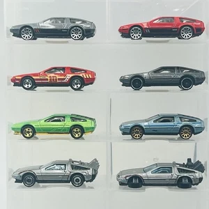 Lot of 8 Hot Wheels DMC Delorean Back to the Future Silver Red Gray Green - Picture 1 of 2